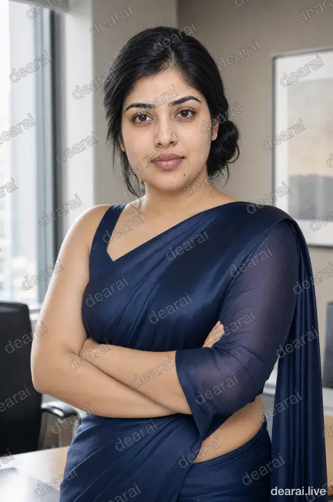 Revathi · Office window, navy silk · 2026-09-17