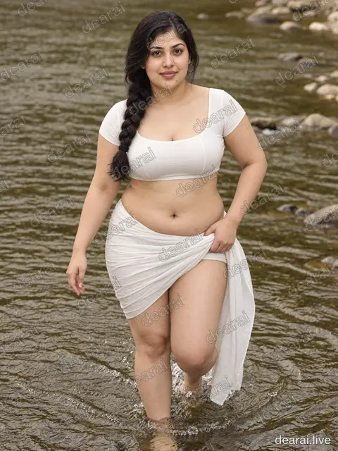 Revathi · Stream crossing, mundu lifted · 2026-09-18