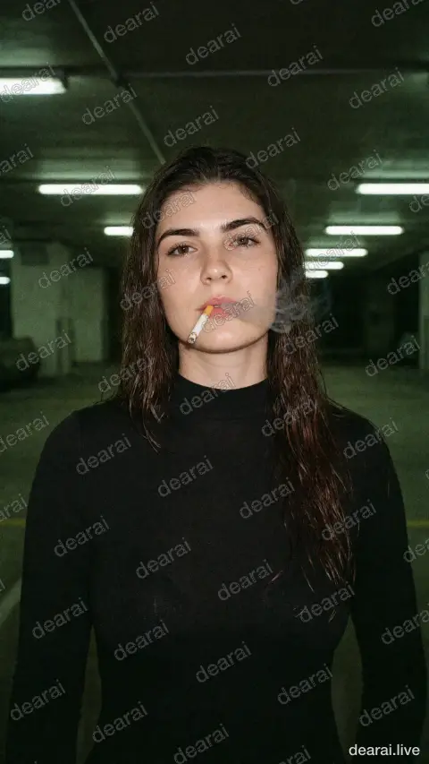 Stylishly smoking the cigarette with a seductive face